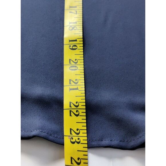 E&M Womens Chiffon Ruffle Short Sleeve Pullover Top Blouse‎ Navy Blue Size M - Picture 7 of 9